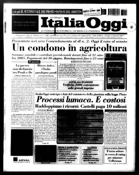 Italia oggi : quotidiano di economia finanza e politica